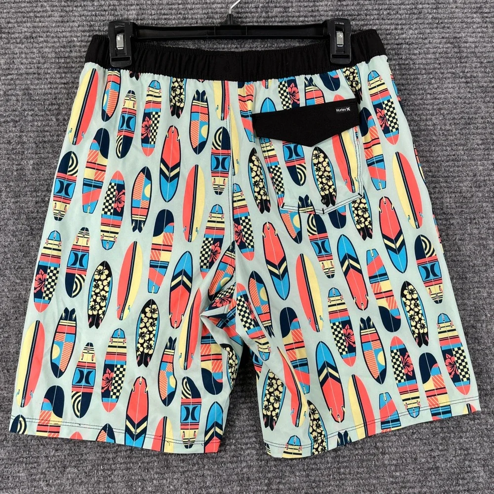 Hurley Board Shorts Boys XXL Surfboard Print Drawstring Swim Trunks Beachwear